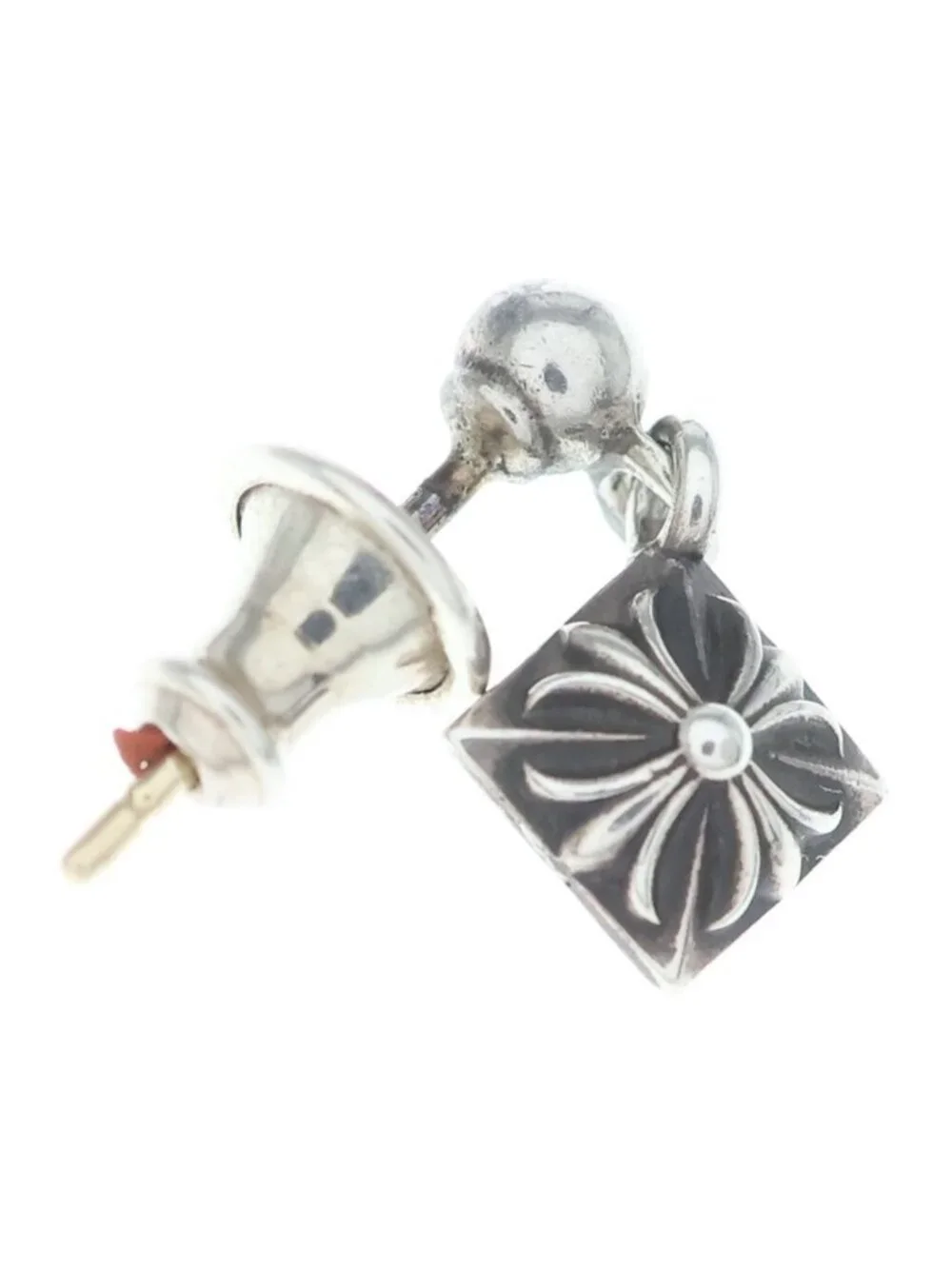 Chrome Hearts Pyramid Pls Drop Earrings Silver
